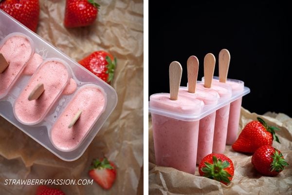 Strawberry and cream Popsicles in there molds